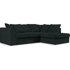 Mazzini Sofas Canapés^Canapé d'angle Droit Quince Velours côtelé 4 Places noir - 221x171x80 cm