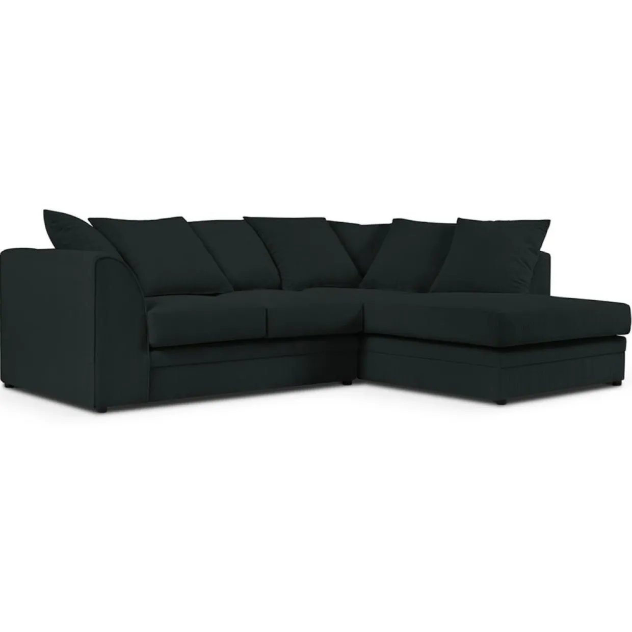 Mazzini Sofas Canapés^Canapé d'angle Droit Quince Velours côtelé 4 Places noir - 221x171x80 cm