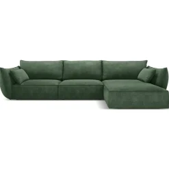 Mazzini Sofas Canapés^Canapé D'Angle Droit Vanda 5 Places 2 vert bouteille - 208x166x85 cm