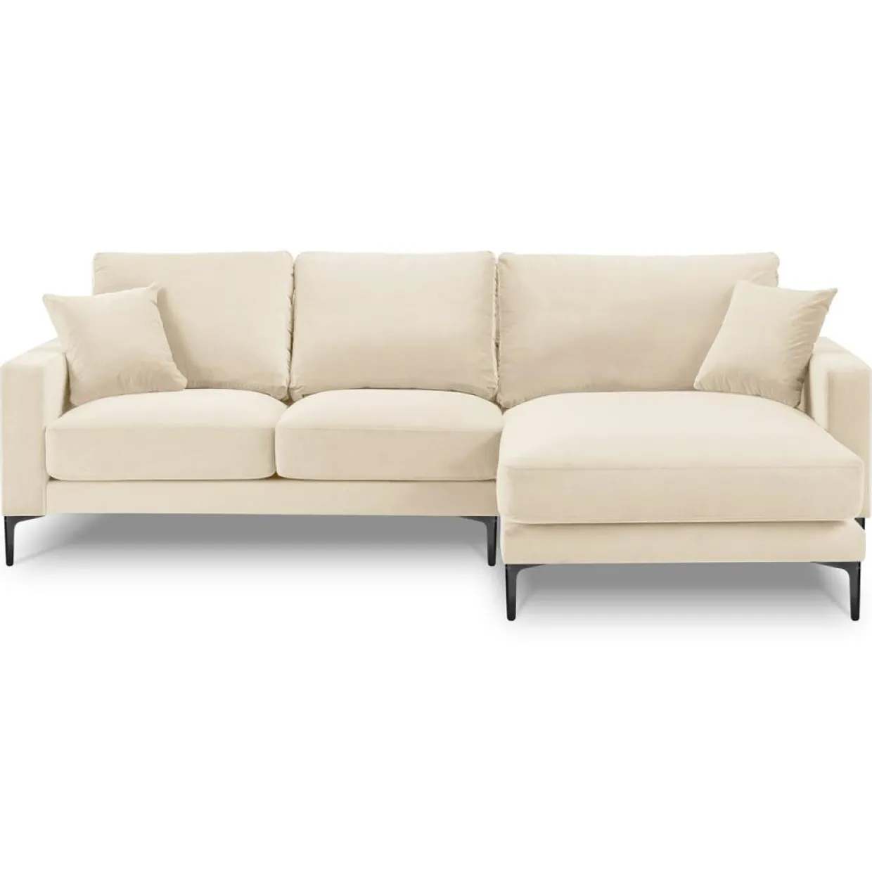 Mazzini Sofas Canapés^Canapé d'angle Droit Velours Venus 4 Places beige clair - 248x160x90 cm