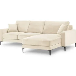 Mazzini Sofas Canapés^Canapé d'angle Droit Velours Venus 4 Places beige clair - 248x160x90 cm