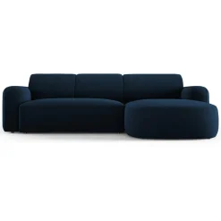 Mazzini Sofas Canapés^Canapé d'angle droit Velours Jasmin 4 Places bleu roi - 250x170x72 cm