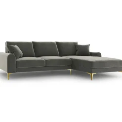 Mazzini Sofas Canapés^Canapé d'angle droit velours madara gris - 254x182x90 cm