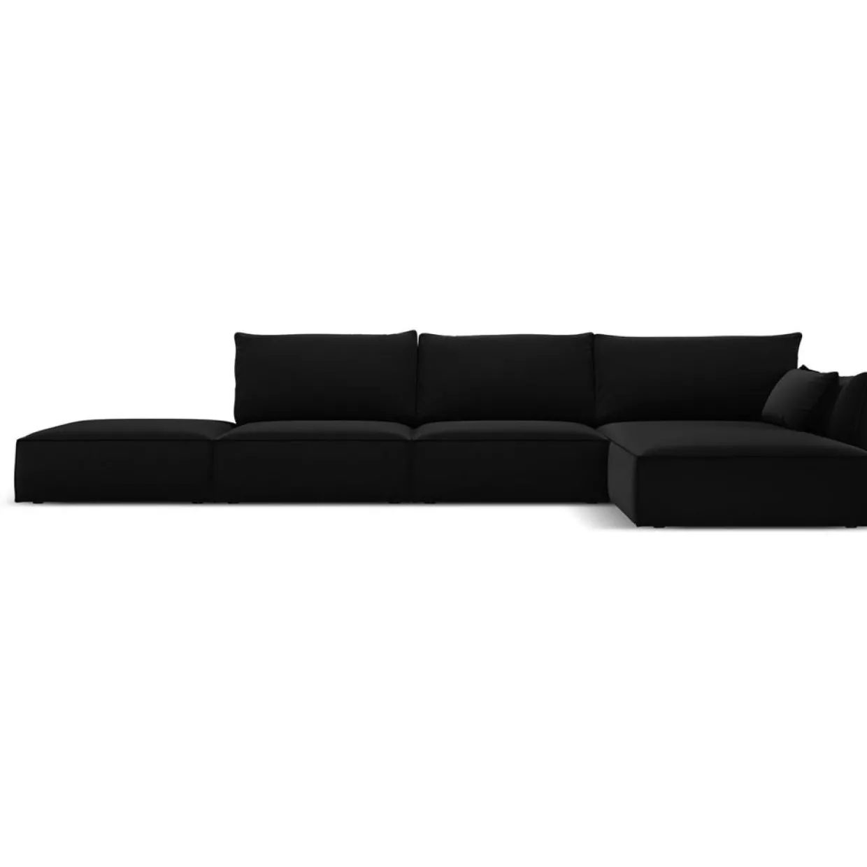 Canapé d'angle droit Velours Vanda 5 Places noir - 386x166x85 cm-Mazzini Sofas Best