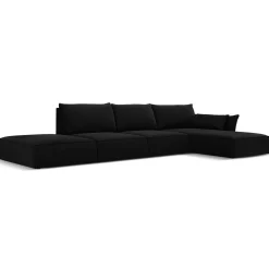 Canapé d'angle droit Velours Vanda 5 Places noir - 386x166x85 cm-Mazzini Sofas Best