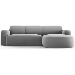 Mazzini Sofas Canapés^Canapé d'angle droit Velours Jasmin 4 Places gris - 250x170x72 cm