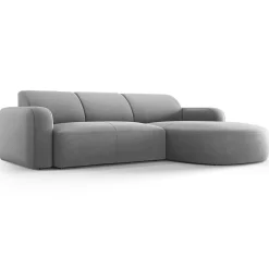 Mazzini Sofas Canapés^Canapé d'angle droit Velours Jasmin 4 Places gris - 250x170x72 cm