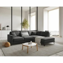 Mazzini Sofas Canapés^Canapé d'angle Droit Velours Venus 5 Places gris - 254x185x90 cm