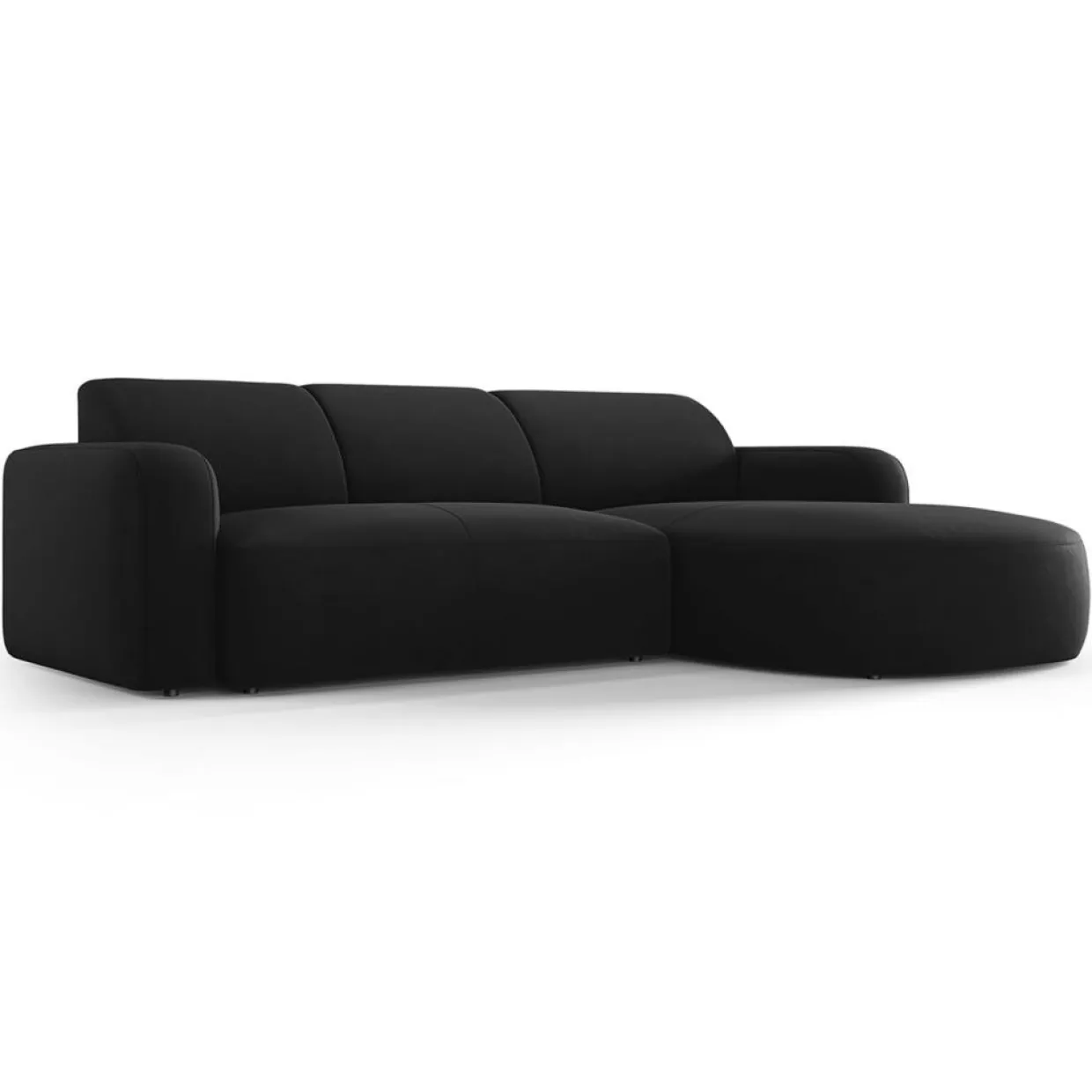 Mazzini Sofas Canapés^Canapé d'angle droit Velours Jasmin 4 Places noir - 250x170x72 cm
