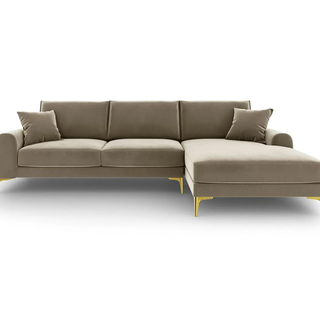 Mazzini Sofas Canapés^Canapé d'angle droit velours madara beige - 254x182x90 cm