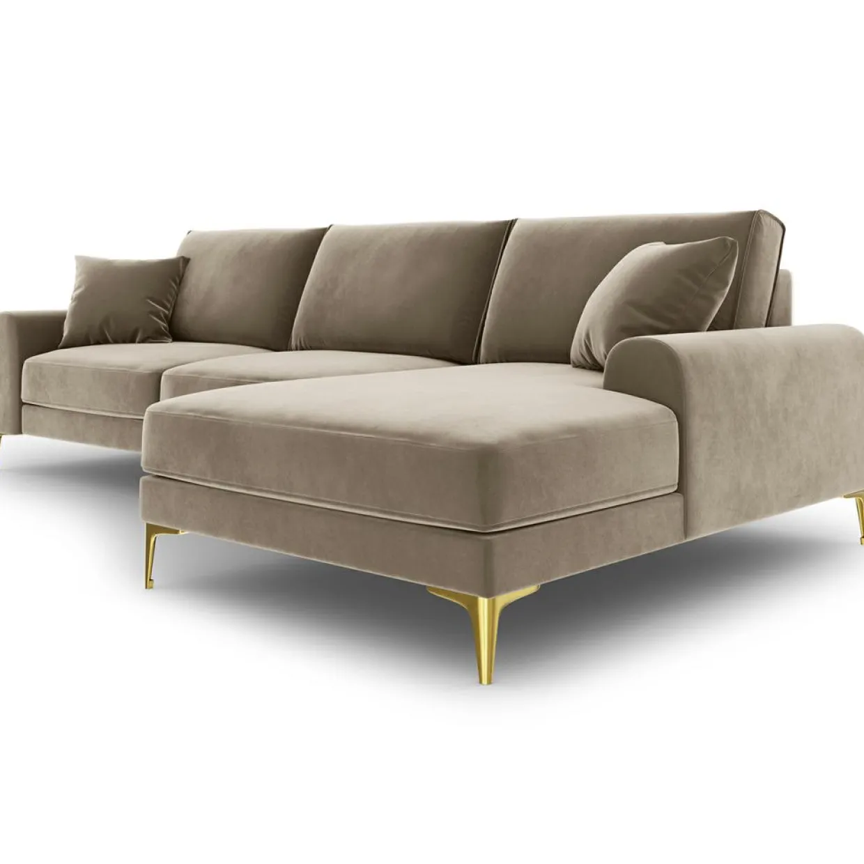 Mazzini Sofas Canapés^Canapé d'angle droit velours madara beige - 254x182x90 cm