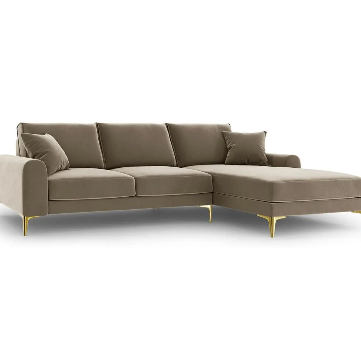 Mazzini Sofas Canapés^Canapé d'angle droit velours madara beige - 254x182x90 cm