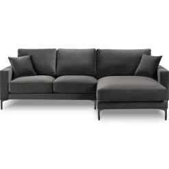 Canapé d'angle Droit Velours Venus 4 Places gris - 248x160x90 cm-Mazzini Sofas Clearance