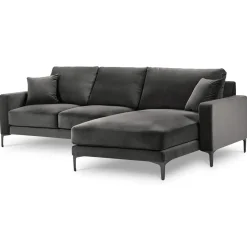 Canapé d'angle Droit Velours Venus 4 Places gris - 248x160x90 cm-Mazzini Sofas Clearance