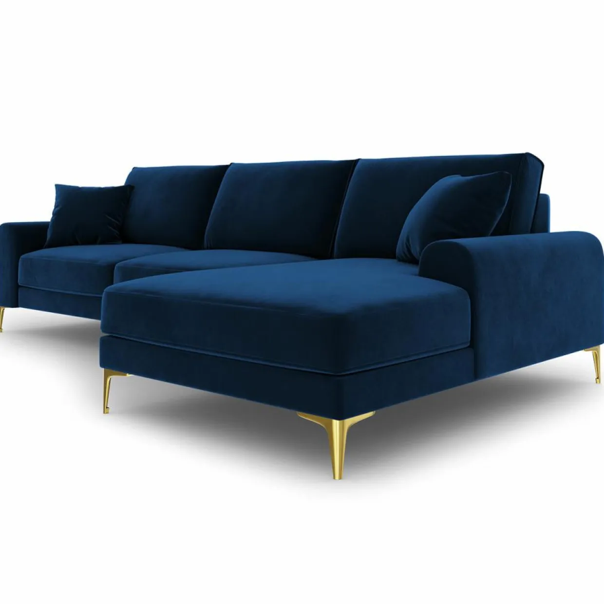 Mazzini Sofas Canapés^Canapé d'angle droit velours madara bleu roi - 254x182x90 cm