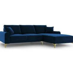 Mazzini Sofas Canapés^Canapé d'angle droit velours madara bleu roi - 254x182x90 cm