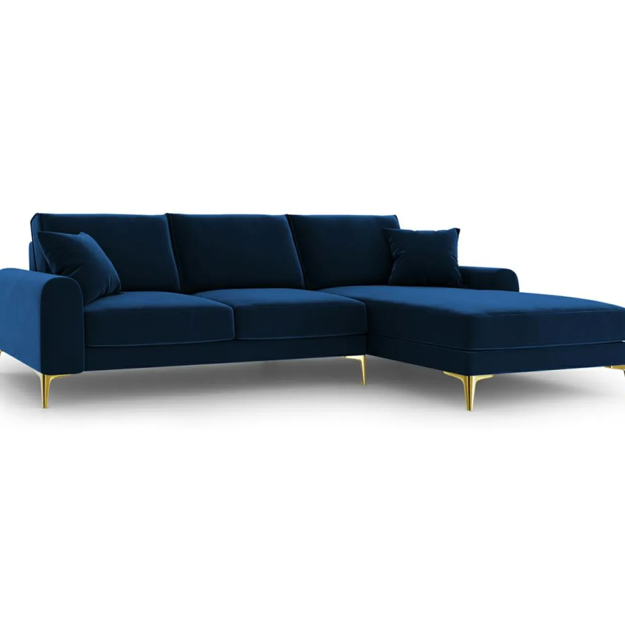 Mazzini Sofas Canapés^Canapé d'angle droit velours madara bleu roi - 254x182x90 cm
