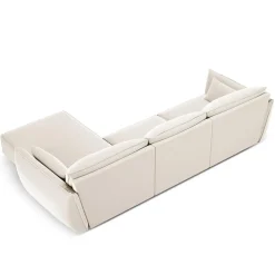 Mazzini Sofas Canapés^Canapé d'angle droit Velours Vanda 4 Places beige clair - 300x166x85 cm