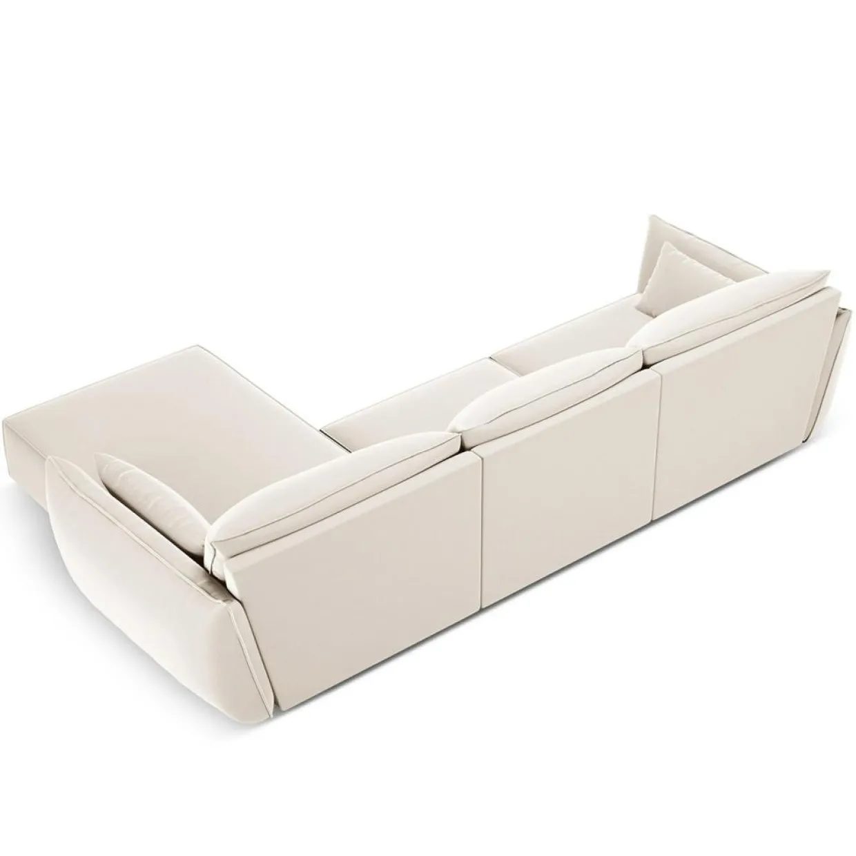 Mazzini Sofas Canapés^Canapé d'angle droit Velours Vanda 4 Places beige clair - 300x166x85 cm
