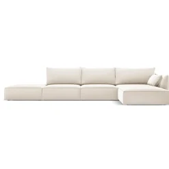 Canapé d'angle droit Velours Vanda 5 Places beige clair - 386x166x85 cm-Mazzini Sofas Hot