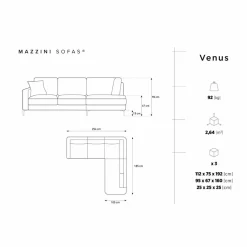 Mazzini Sofas Canapés^Canapé d'angle Droit Venus 5 Places beige - 254x185x90 cm