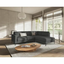 Mazzini Sofas Canapés^Canapé d'angle Droit Venus 4 Places gris foncé - 248x160x90 cm