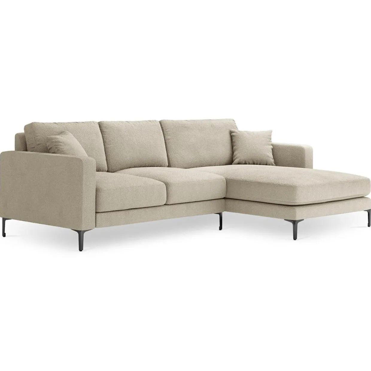 Mazzini Sofas Canapés^Canapé d'angle Droit Venus 4 Places beige - 248x160x90 cm