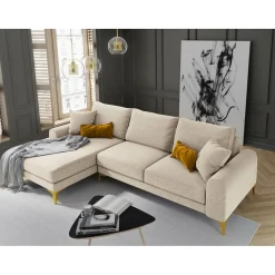 Mazzini Sofas Canapés^Canapé d'angle gauche 5 places Madara beige - 254x182x90 cm