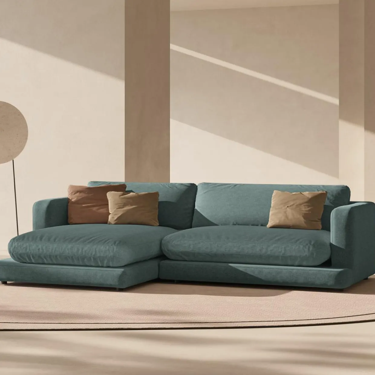 Mazzini Sofas Canapés^Canapé d'angle Gauche Daphne 4 Places Vert mousse - 270x170x86 cm