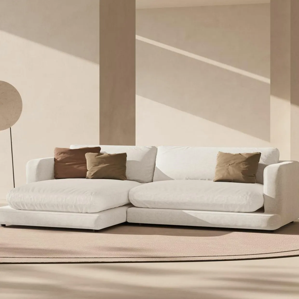 Mazzini Sofas Canapés^Canapé d'angle Gauche Daphne 4 Places Ivoire - 270x170x86 cm