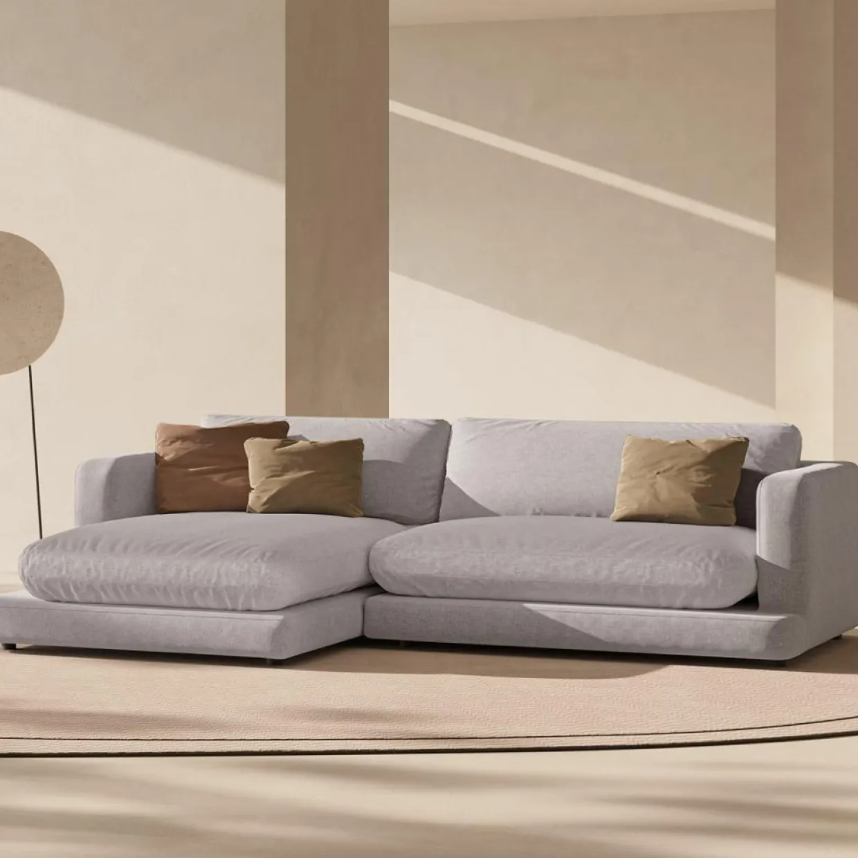 Canapé d'angle Gauche Daphne 4 Places Gris chaud - 270x170x86 cm-Mazzini Sofas Sale