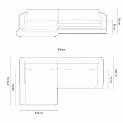 Canapé d'angle Gauche Daphne 4 Places Gris chaud - 270x170x86 cm-Mazzini Sofas Sale