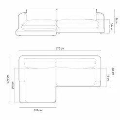 Mazzini Sofas Canapés^Canapé d'angle Gauche Daphne 4 Places Gris Foncé - 270x170x86 cm