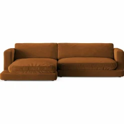 Mazzini Sofas Canapés^Canapé d'angle Gauche en Velours Daphne 4 Places Terracotta - 270x170x86 cm