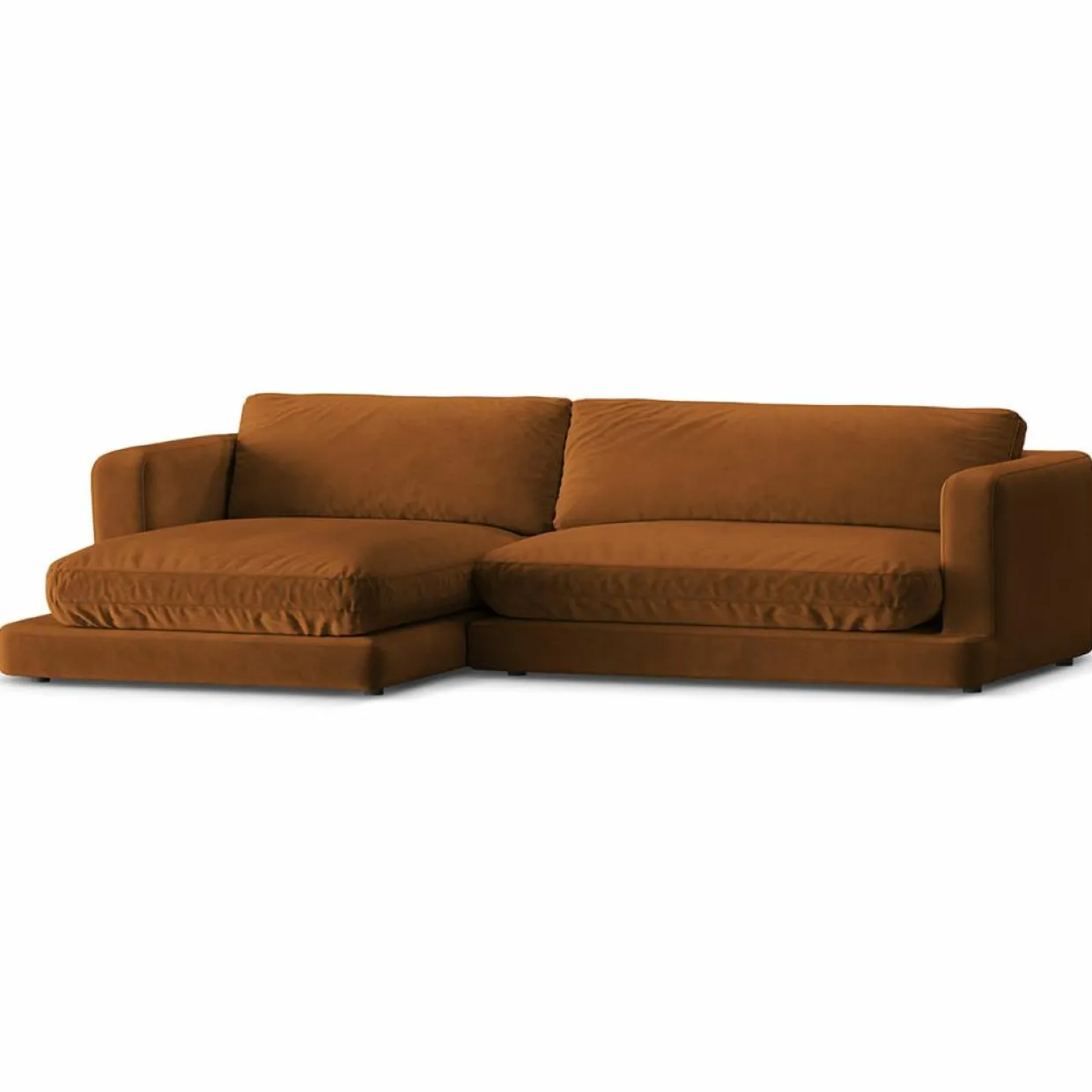 Mazzini Sofas Canapés^Canapé d'angle Gauche en Velours Daphne 4 Places Terracotta - 270x170x86 cm