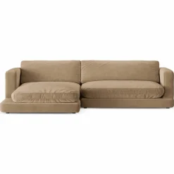 Canapé d'angle Gauche en Velours Daphne 4 Places Beige Foncé - 270x170x86 cm-Mazzini Sofas Outlet