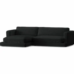 Canapé d'angle Gauche en Velours Daphne 4 Places Noir - 270x170x86 cm-Mazzini Sofas Outlet