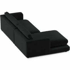 Canapé d'angle Gauche en Velours Daphne 4 Places Noir - 270x170x86 cm-Mazzini Sofas Outlet