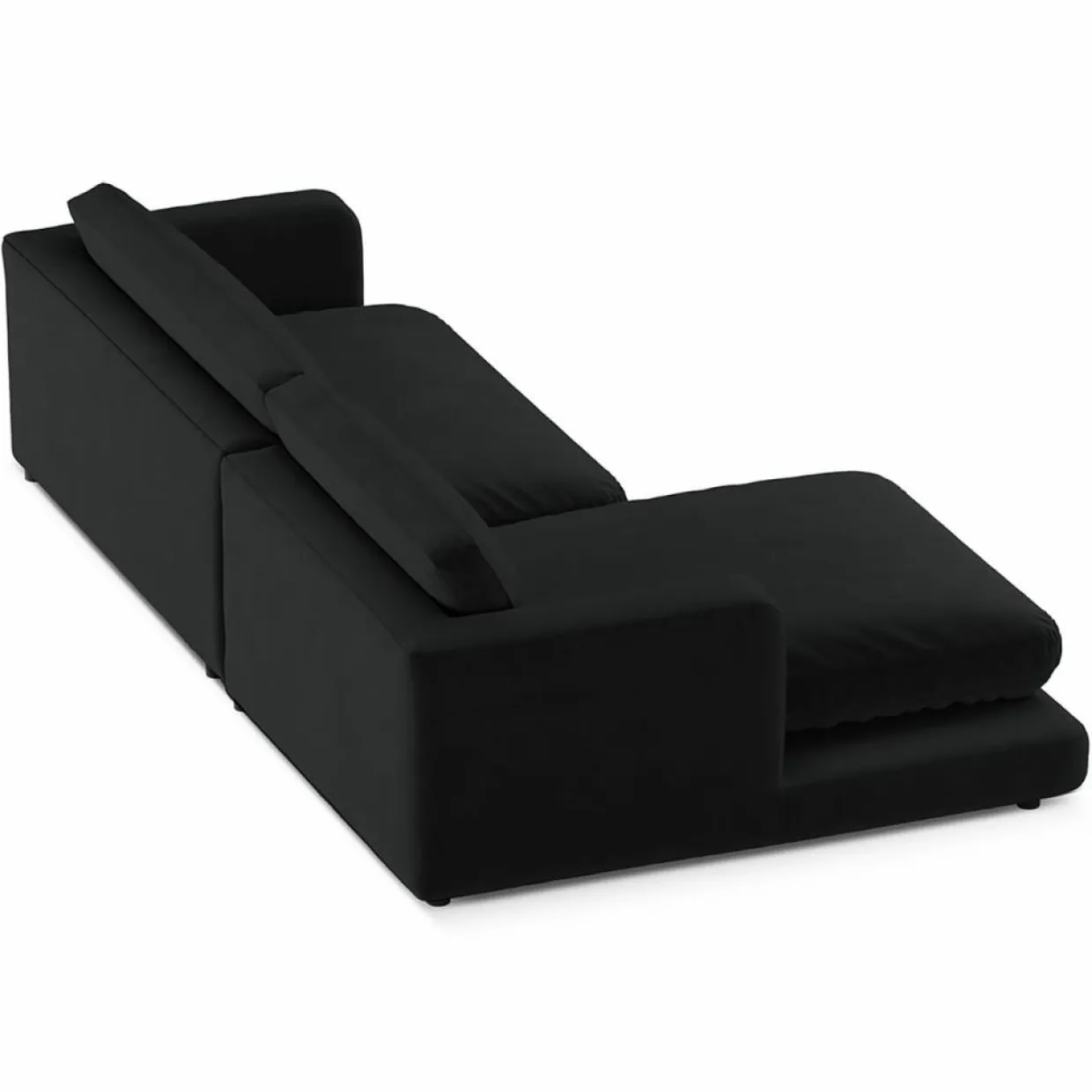Canapé d'angle Gauche en Velours Daphne 4 Places Noir - 270x170x86 cm-Mazzini Sofas Outlet