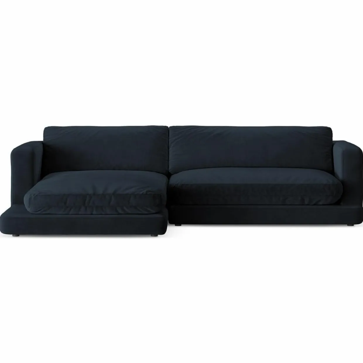 Canapé d'angle Gauche en Velours Daphne 4 Places Bleu Foncé - 270x170x86 cm-Mazzini Sofas Sale