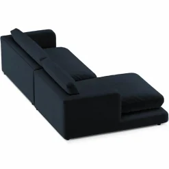 Canapé d'angle Gauche en Velours Daphne 4 Places Bleu Foncé - 270x170x86 cm-Mazzini Sofas Sale