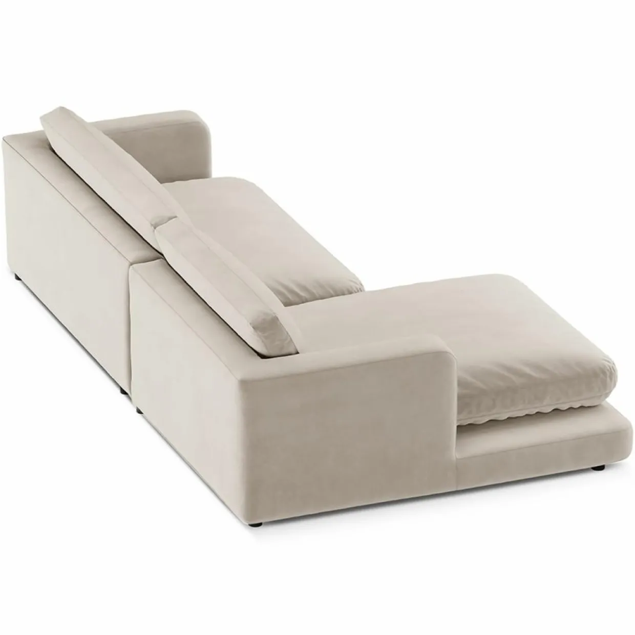 Mazzini Sofas Canapés^Canapé d'angle Gauche en Velours Daphne 4 Places Beige Clair - 270x170x86 cm