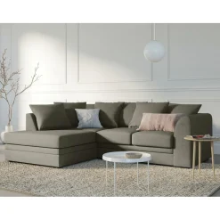 Mazzini Sofas Canapés^Canapé d'angle Gauche Quince Velours côtelé 4 Places gris clair - 221x171x80 cm