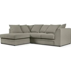 Mazzini Sofas Canapés^Canapé d'angle Gauche Quince Velours côtelé 4 Places gris clair - 221x171x80 cm