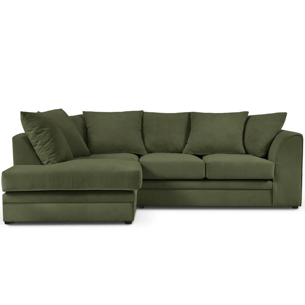Mazzini Sofas Canapés^Canapé d'angle Gauche Quince Velours côtelé 4 Places vert - 221x171x80 cm