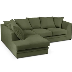 Mazzini Sofas Canapés^Canapé d'angle Gauche Quince Velours côtelé 4 Places vert - 221x171x80 cm