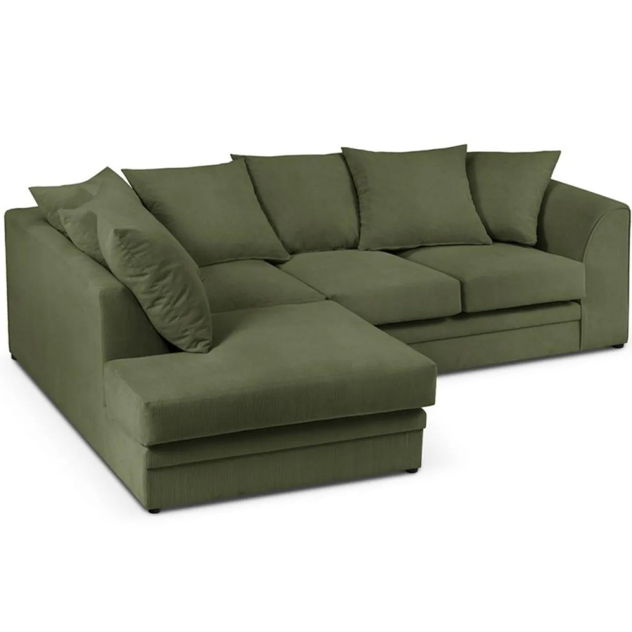 Mazzini Sofas Canapés^Canapé d'angle Gauche Quince Velours côtelé 4 Places vert - 221x171x80 cm