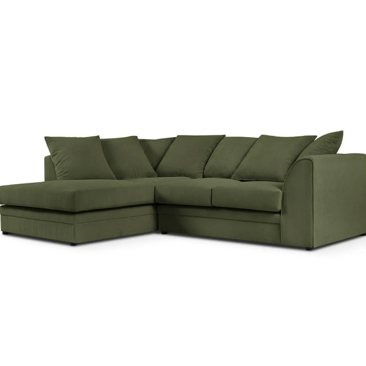 Mazzini Sofas Canapés^Canapé d'angle Gauche Quince Velours côtelé 4 Places vert - 221x171x80 cm