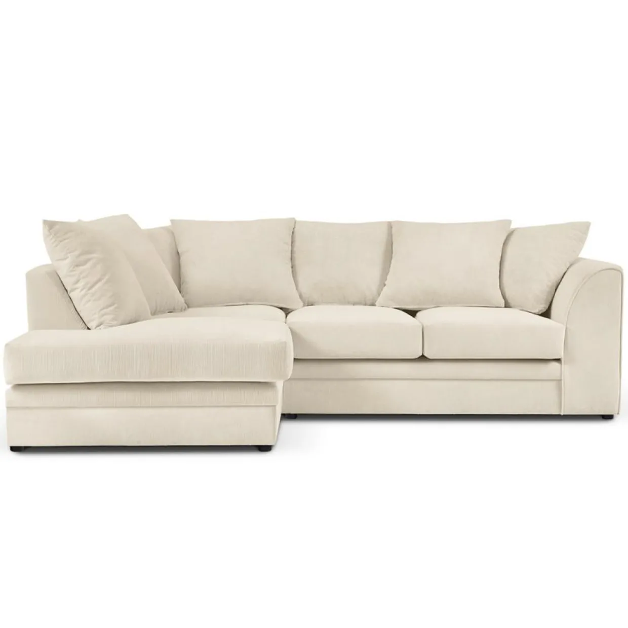 Canapé d'angle Gauche Quince Velours côtelé 4 Places beige clair - 221x171x80 cm-Mazzini Sofas Clearance