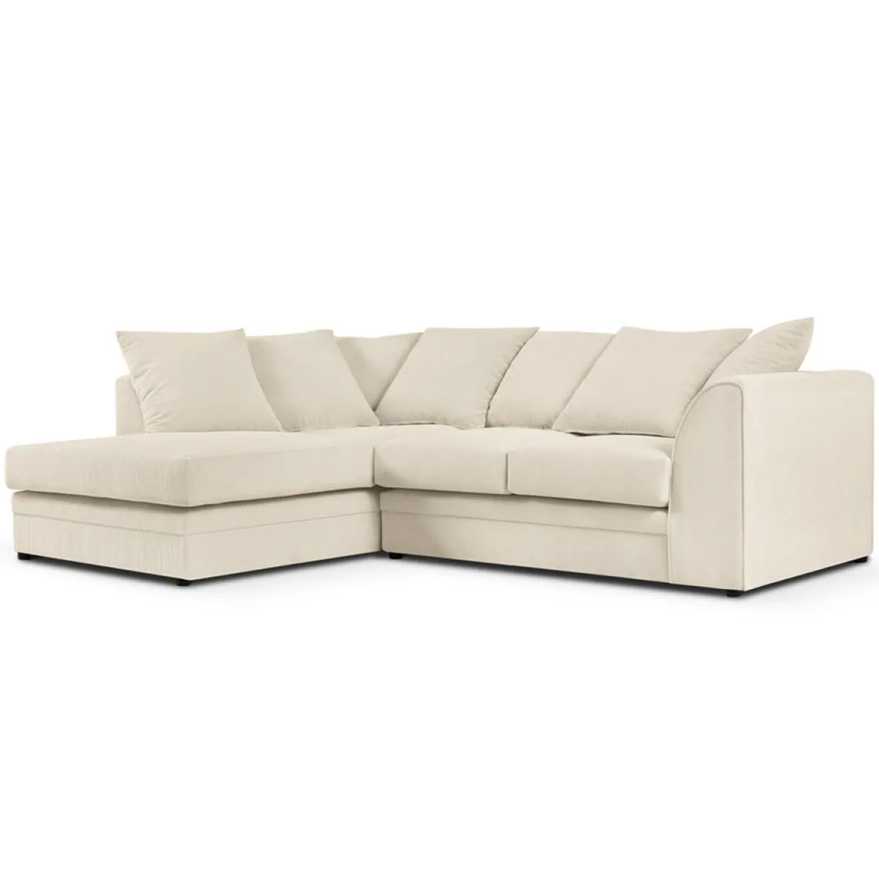 Canapé d'angle Gauche Quince Velours côtelé 4 Places beige clair - 221x171x80 cm-Mazzini Sofas Clearance